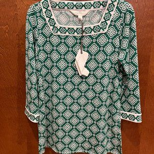 Boatneck Blouse - Green and White